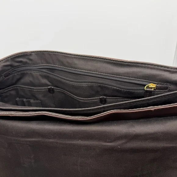 Fossil MBG9153 Estate Leather Messenger Bag Brown Laptop Crossbody - Picture 12 of 16